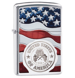 American Stamp on Flag Zippo Lighter