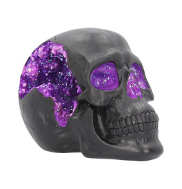Geode Skull Black Purple Gothic Glitter Skull Figurine 17cm