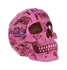 Pink Traditional Tribal Tattoo Fund Skull Money Box