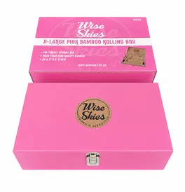 Wise Skies Bamboo Pink Wooden Rolling Box
