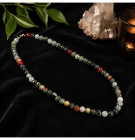 8mm Beaded Crystal Stone Necklace - African Bloodstone