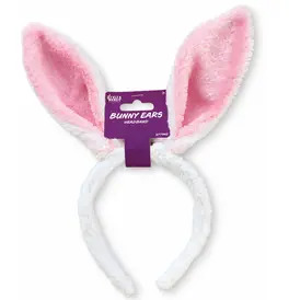 White Plush Bunny Ears Headband