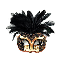 Black and Gold Feather Eye Mask