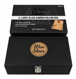 Wise Skies Bamboo Black Wooden Rolling Box