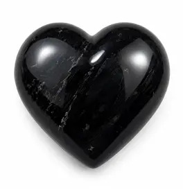 Black Tourmaline Crystal Heart Tumble Stone