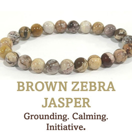 8mm Beaded Crystal Stone Bracelet - Brown Zebra Jasper