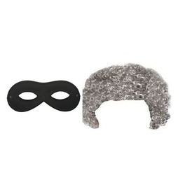 Grey Afro & Robber Mask Set