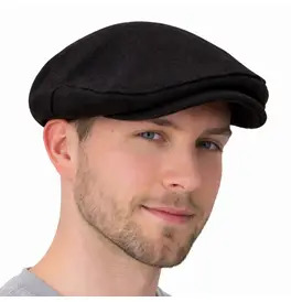 Classic Black Flat Cap Vintage Style Men�s Newsboy Hat