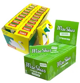 1200 Wise Skies Green 1 1/4 Rolling Papers & 1200 Swan Extra Slim Filter Tips Bundle