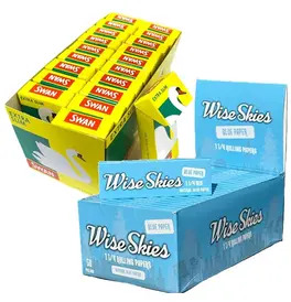 1200 Wise Skies Blue 1 1/4 Rolling Papers & 1200 Swan Extra Slim Filter Tips Bundle
