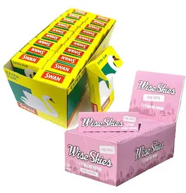 1200 Wise Skies Pink 1 1/4 Rolling Papers & 1200 Swan Extra Slim Filter Tips Bundle