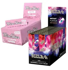 1200 Wise Skies Pink 1 1/4 Rolling Papers & 960 Rizla Bery Blast Crushball Filters Bundle