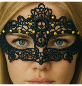 Lace Mask with Gold beads