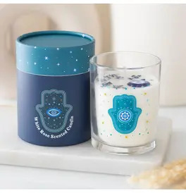 Hand of Hamsa White Rose Candle with Crystals