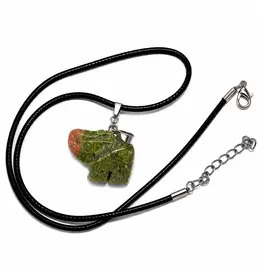 Elephant Shape Crystal Stone Pendant  - Unakite