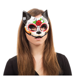 Day of the Dead Kitty Half Mask
