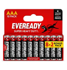 Eveready Super Heavy Duty AAA Batteries 10 Pack (8+2 Bonus)