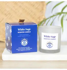 All Seeing Eye White Sage Crystal Chip Protection Candle