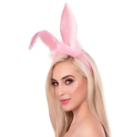Bendable Marabou Satin Bunny Ears Headband