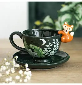 Green Forest Teacup with Fox