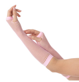 Fishnet Gloves, Baby Pink 
