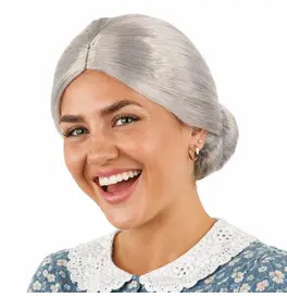 Old Lady Grey Bun Wig