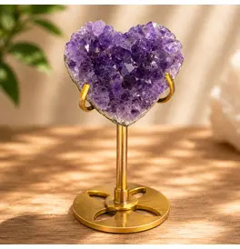 Amethyst Heart Cut Geode With Stand