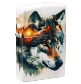 Zippo Lighter Watercolor Wolf design