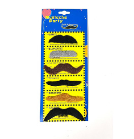 Pack Of 6 Moustaches, Mixed Colour