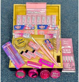 Huge Pink Deluxe Black Bamboo Rolling Box Set