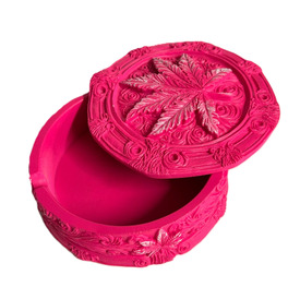 Pink Leaf Ashtray with Lid