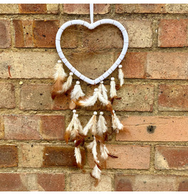 Dream Catcher White & Brown Heart