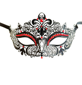 Elegant Metal Lace Mask, Red