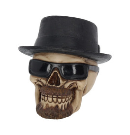 Badass Hat and Sunglasses Skull Figurine