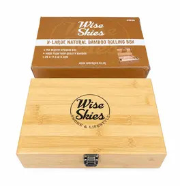 Wise Skies Bamboo Wooden Rolling Box