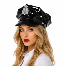 Leather Look Police Hat