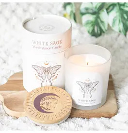 Luna Moth Manifestation Candle with Clear Quartz Crystals