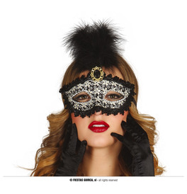 Masquerade Mask with Feathers, Black