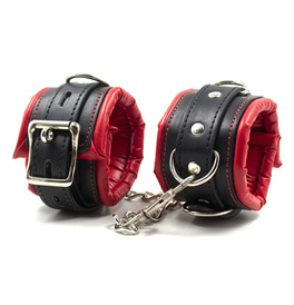 Bondage Handcuffs, Black and Red