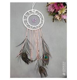 Dream Catcher White & Peacock Feathers