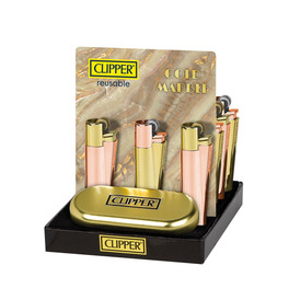 Clipper Metal Lighter Gold Marble