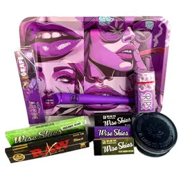 Wise Skies Purple And Black Rolling Tray Set