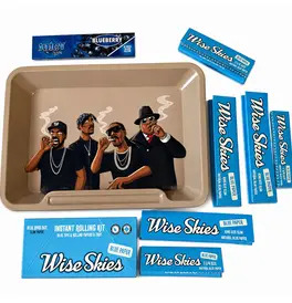 Wise Skies Blue Rappers Rolling Tray Set