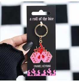 Flaming Dice Keyring