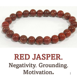 8mm Beaded Crystal Stone Bracelet - Red Jasper