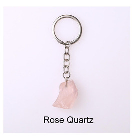 Rose Quartz Crystal Healing Stone Keychain 