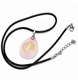 Pebble Tree Shape Crystal Stone - Rose Quartz
