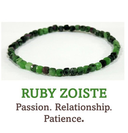 4mm Cube Cut Crystal Stone Bracelet - Ruby Zoisite