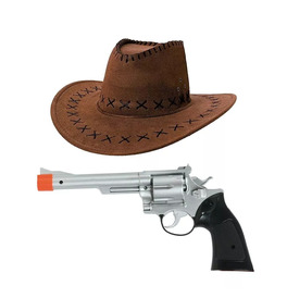 Brown Cowboy Hat and Gun Bundle