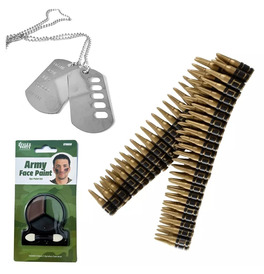 Face Paint, Dog Tags and Bullet Belt Bundle